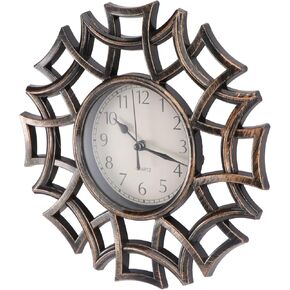 EXCEART Vintage European 10-Inch Round Wall Clock, Black, Analog, Hollowed-Out Numeral Numbers, Sturdy and Durable, Easy to Read, Fits Various Furnishing Styles