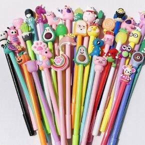 12 Pieces Cute Cartoon Erasable Blue Gel Ink Pens Cartoon Animal Writing Pens 0.5 mm Assorted Styles Pens Stationery for School Office Home Student Kids Birthday Present