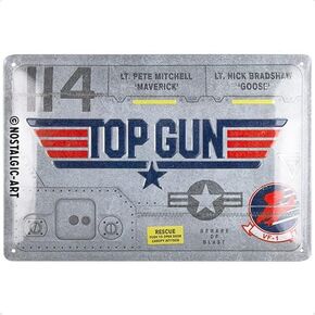 Nostalgic-Art Retro Tin Sign, 7.9" x 11.8", Top Gun – Aircraft Metal – Gift idea for film fans, Metal Plaque, Vintage design for wall decoration