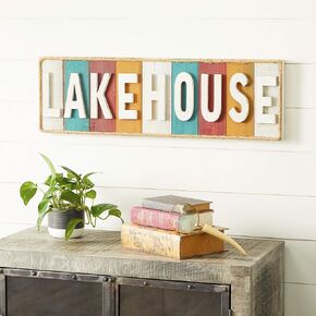 Woodland Imports 48629 Lake House Written Wood Rope Wall Decor