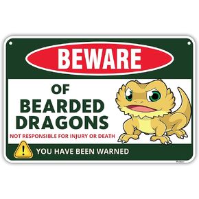 Venicor Bearded Dragon Decor Sign - 8 x 12 Inches - Aluminum - Bearded Dragon Tank Accessories Cage Toy Plush Stuffed Animal Gifts Stuff