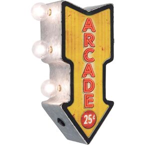 Arcade Double-Sided Marquee Sign With LED Bulbs Vintage Inspired Retro Wall Decor For The Man Cave, Game Room, Arcade, Or Home Bar (12" x 5" x 3.5")