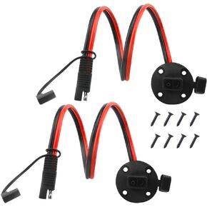 WMYCONGCONG SAE Power Socket Sidewall Port Connector 10AWG 23.62inch SAE Quick Disconnect Panel Mount Power Cable with Cap for Solar Generator Battery Charger