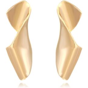 Exaggerated Gold Geometric Earrings for Women,Statement Large Earrings Punk Stylish Geometric Twist Irregular Earring Jewelry