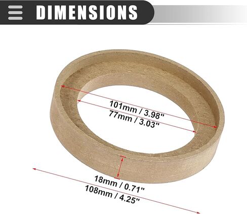 محول حلقة فاصل لسماعات السيارة العالمية من Motoforti، لوحة إطار فاصل للتركيب بين الأقواس، لمكبرات صوت 3 بوصة، خشب، بيج، زوج واحد in Kuwait