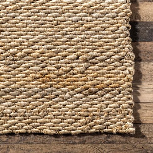 nuLOOM Hailey Hand Woven Jute Runner Rug, 2' 6" x 6', Natural, Runner, 0.75" Thick in Saudi Arabia