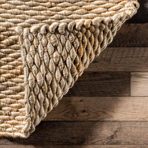 nuLOOM Hailey Hand Woven Jute Runner Rug, 2' 6" x 6', Natural, Runner, 0.75" Thick in Saudi Arabia