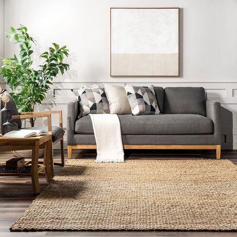 nuLOOM Hailey Hand Woven Jute Runner Rug, 2' 6" x 6', Natural, Runner, 0.75" Thick in Saudi Arabia