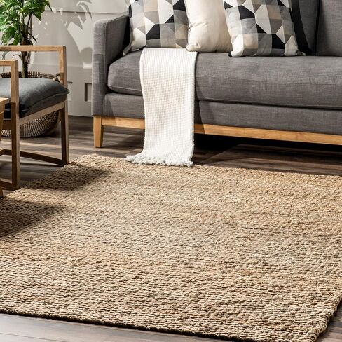 nuLOOM Hailey Hand Woven Jute Runner Rug, 2' 6" x 6', Natural, Runner, 0.75" Thick in Saudi Arabia