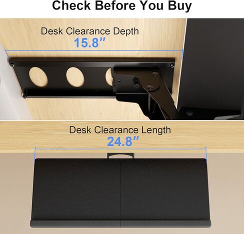 صينية لوحة المفاتيح Suptek أسفل المكتب بارتفاع قابل للتعديل ولوحة مفاتيح منزلقة مريحة وصينية ماوس، 25 بوصة × 9.8 بوصة، DSF5 in Kuwait