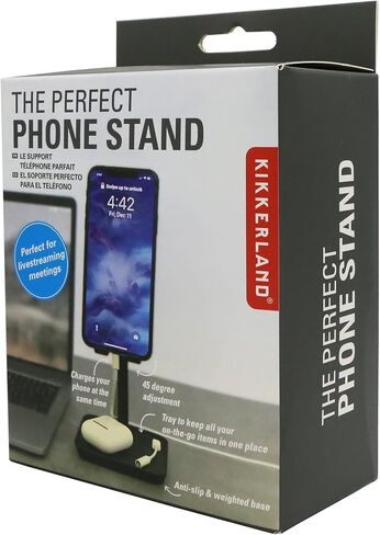 حامل هاتف مثالي عالمي قابل للتمديد ومريح وقابل للتعديل من Kikkerland مع صينية، أسود، للمنزل والمكتب وسطح المكتب in Kuwait