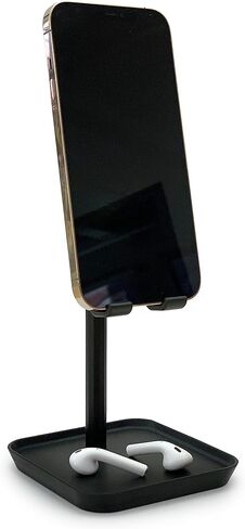 حامل هاتف مثالي عالمي قابل للتمديد ومريح وقابل للتعديل من Kikkerland مع صينية، أسود، للمنزل والمكتب وسطح المكتب in Kuwait