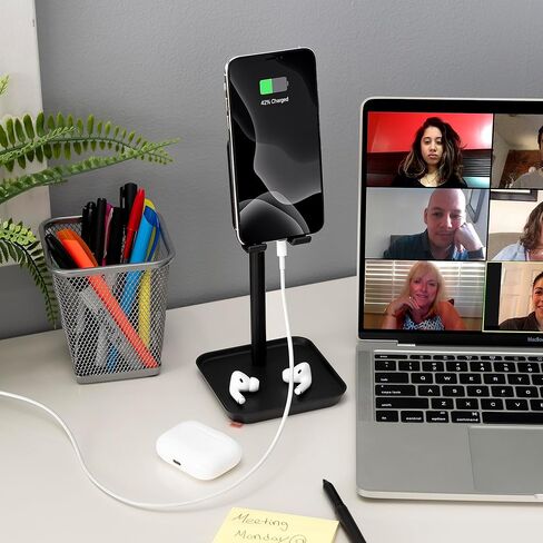 حامل هاتف مثالي عالمي قابل للتمديد ومريح وقابل للتعديل من Kikkerland مع صينية، أسود، للمنزل والمكتب وسطح المكتب in Kuwait