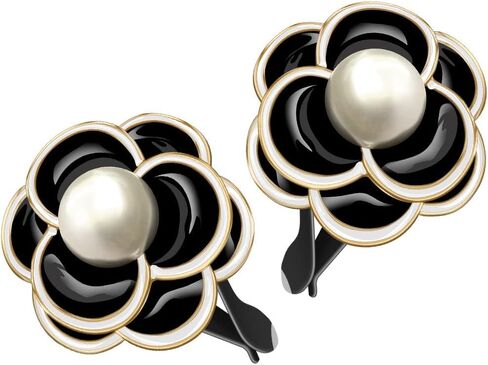 Murimt 2 PCS Pearl Flower Car Diffuser Exhaust Clip, Novel Unstoppable Design Stainless Steel Small Box Car Gift Air Freshener for Women Girls (black) in Saudi Arabia
