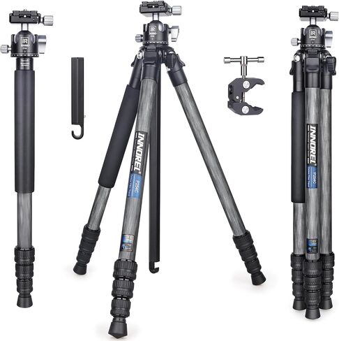 Carbon Fiber Travel Tripod-INNOREL P254CF 60" Professional Compact Camera Tripod Stand for Digital DSLR Travel with Fast Flip Buckle Special-Shaped Center Column 0.98in/25mm Tube Max Load 26.5lb/12kg in Saudi Arabia