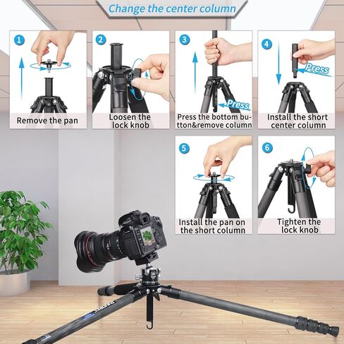 Carbon Fiber Travel Tripod-INNOREL P254CF 60" Professional Compact Camera Tripod Stand for Digital DSLR Travel with Fast Flip Buckle Special-Shaped Center Column 0.98in/25mm Tube Max Load 26.5lb/12kg in Saudi Arabia