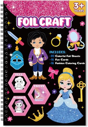 Art & Craft Activity,Foil Fun Dress Up DIY Art Kits,No Mess Creative Foil Art Kits Set Drawing Game for Kids,Birthday Gifts Crafts Supplies Kits Travel Toys for Girls Boys Ages 4 5 6 7 8 9 Year Old in Saudi Arabia