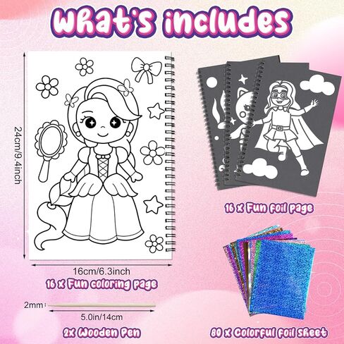 Art & Craft Activity,Foil Fun Dress Up DIY Art Kits,No Mess Creative Foil Art Kits Set Drawing Game for Kids,Birthday Gifts Crafts Supplies Kits Travel Toys for Girls Boys Ages 4 5 6 7 8 9 Year Old in Saudi Arabia