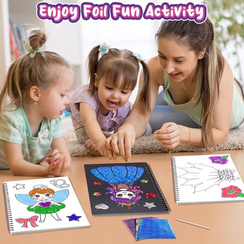 Art & Craft Activity,Foil Fun Dress Up DIY Art Kits,No Mess Creative Foil Art Kits Set Drawing Game for Kids,Birthday Gifts Crafts Supplies Kits Travel Toys for Girls Boys Ages 4 5 6 7 8 9 Year Old in Saudi Arabia