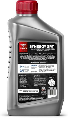 TRIAX Synergy SRT 5W-20 Full Synthetic PAO-Ester Engine Oil, 20K Mile Drain, Moly/Boron Friction Modified, API SP Licensed, Dex2 Gen 3, 3x Wear Protection (1 Quart) in Saudi Arabia