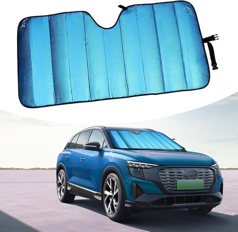 عبوة واحدة من عاكس الأشعة فوق البنفسجية للزجاج الأمامي للسيارة، مقاس 57.08 بوصة × 27.55 بوصة، غطاء عازل للحرارة للنافذة الأمامية للسيارة، يحافظ على برودة سيارتك، تصميم على الوجهين، لوحة تعتيم عالمية (أسود) in Kuwait