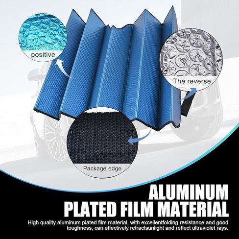 عبوة واحدة من عاكس الأشعة فوق البنفسجية للزجاج الأمامي للسيارة، مقاس 57.08 بوصة × 27.55 بوصة، غطاء عازل للحرارة للنافذة الأمامية للسيارة، يحافظ على برودة سيارتك، تصميم على الوجهين، لوحة تعتيم عالمية (أسود) in Kuwait