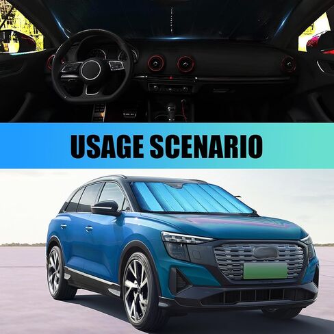 عبوة واحدة من عاكس الأشعة فوق البنفسجية للزجاج الأمامي للسيارة، مقاس 57.08 بوصة × 27.55 بوصة، غطاء عازل للحرارة للنافذة الأمامية للسيارة، يحافظ على برودة سيارتك، تصميم على الوجهين، لوحة تعتيم عالمية (أسود) in Kuwait