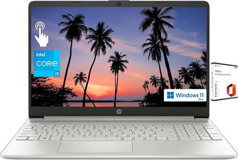 HP 2024 Newest Business Laptop, 15.6" Touch Display, i3-1215U Processor(6-core), 8GB RAM, 256GB SSD, Intel UHD GPU, HD Webcam, Wi-Fi, Windows 11 Pro, with Microsoft Office Lifetime License in Saudi Arabia