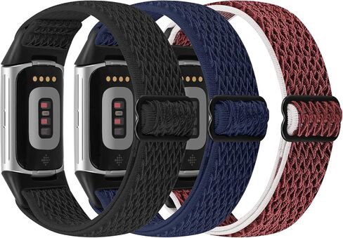 3 عبوات من أربطة النايلون المرنة المتوافقة مع Fitbit Charge 6/Fitbit Charge 5 Band، سوار معصم بديل بحلقة نايلون مطاطية قابلة للتعديل لـ Fitbit Charge 5/Charge 6، للرجال والنساء in Kuwait