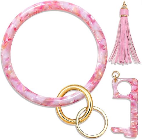 Key Ring Bracelet Wrist Keychain Bracelet Acetate Resin Keychain Wristlet Car Keychain For Women in Saudi Arabia