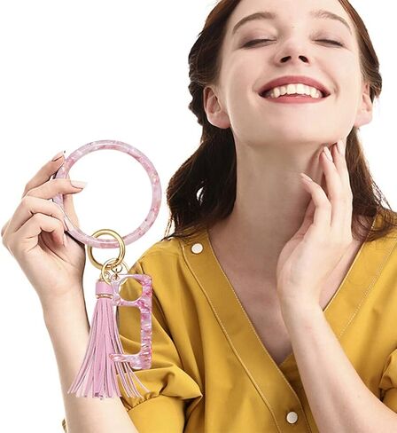 Key Ring Bracelet Wrist Keychain Bracelet Acetate Resin Keychain Wristlet Car Keychain For Women in Saudi Arabia