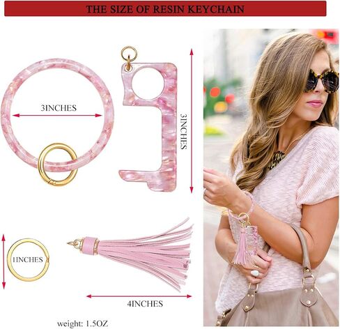 Key Ring Bracelet Wrist Keychain Bracelet Acetate Resin Keychain Wristlet Car Keychain For Women in Saudi Arabia