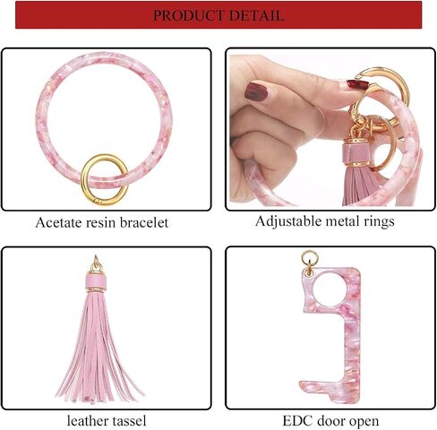 Key Ring Bracelet Wrist Keychain Bracelet Acetate Resin Keychain Wristlet Car Keychain For Women in Saudi Arabia