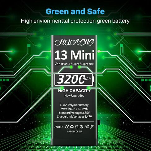 [3200 مللي أمبير] بطارية لهاتف iPhone 13 Mini، 5.4 بوصة (2023 ترقية جديدة) بطارية بديلة عالية السعة لهاتف iPhone 13 Mini A2481 A2626 A2628 A2629 A2630 مع مجموعة أدوات الإصلاح in Kuwait