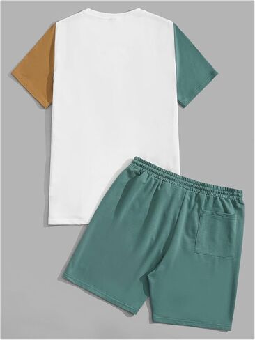 SOLY HUX Men's Short Sleeve Tracksuit Summer T Shirt Shorts Set Color Block Two Piece Casual Outfits in Saudi Arabia