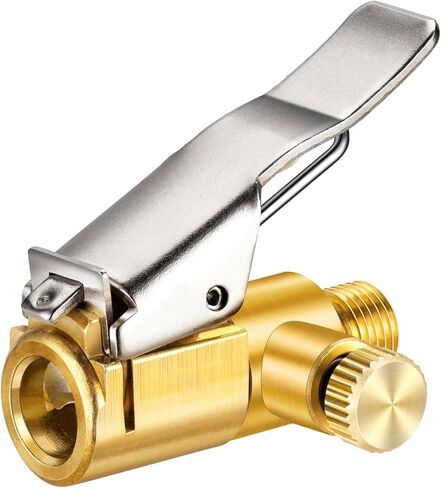 ظرف هواء للإطارات مع محول مشبك مع صمام تحرير الهواء، وصلة محول فوهة نفخ الإطارات بقفل نحاسي، لا يوجد تسرب للإطارات لمضخة ضاغط نفخ السيارة، أداة توصيل الملحقات 8 مم in Kuwait