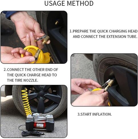 ظرف هواء للإطارات مع محول مشبك مع صمام تحرير الهواء، وصلة محول فوهة نفخ الإطارات بقفل نحاسي، لا يوجد تسرب للإطارات لمضخة ضاغط نفخ السيارة، أداة توصيل الملحقات 8 مم in Kuwait