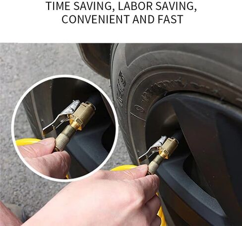 ظرف هواء للإطارات مع محول مشبك مع صمام تحرير الهواء، وصلة محول فوهة نفخ الإطارات بقفل نحاسي، لا يوجد تسرب للإطارات لمضخة ضاغط نفخ السيارة، أداة توصيل الملحقات 8 مم in Kuwait