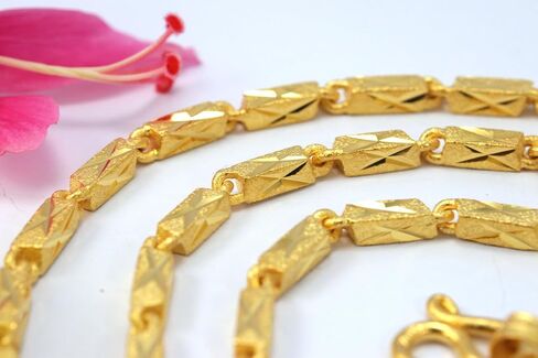 Awesome Men X Bar Link Baht Chain 24.5 inch 24k Gold Plated Thai Necklace Jewelry Thailand in Saudi Arabia