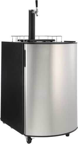 Beer Kegerator، موزع بيرة بصنبور واحد، ثلاجة برميل كاملة الحجم مع أرفف، ستانلس ستيل، صينية تنقيط وسكة، فضي in Saudi Arabia