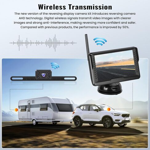 Wireless Backup Camera for Car 5-inch IPS Screen Monitor IP69 Reverse Camera Waterproof Infrared Night Vision Anti-interference Digital Stable Signal DIY Parking Lines Parking Assistance in Saudi Arabia