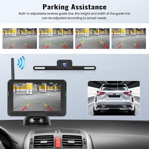Wireless Backup Camera for Car 5-inch IPS Screen Monitor IP69 Reverse Camera Waterproof Infrared Night Vision Anti-interference Digital Stable Signal DIY Parking Lines Parking Assistance in Saudi Arabia