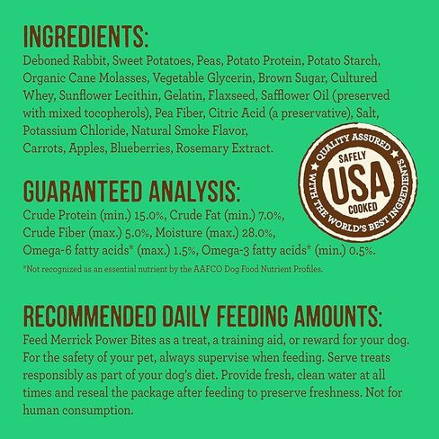 Backcountry Merrick Grain Free Power Bites Pack متنوعة 5 نكهات إجمالية: الدجاج، لحم البقر تكساس، Turducken، سمك السلمون، والأرنب in Kuwait