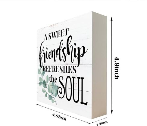 Inspirational Wood Signs, A Sweet Friendship Refreshes the Soul, Box Sign Decor Tabletop, Decorative Wood Block Plaque Tabletop, Rustic Wood Shelf Décor, Friendship Sign, Gift for Best Friends in Saudi Arabia