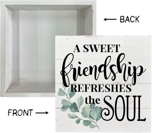 Inspirational Wood Signs, A Sweet Friendship Refreshes the Soul, Box Sign Decor Tabletop, Decorative Wood Block Plaque Tabletop, Rustic Wood Shelf Décor, Friendship Sign, Gift for Best Friends in Saudi Arabia