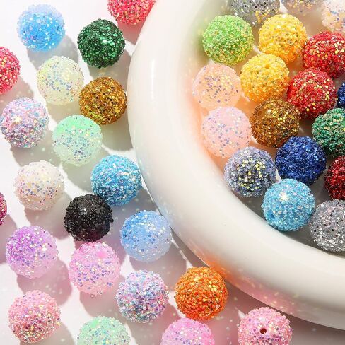 20mm Rhinestone Beads Shine Disco Ball Beads Chunky Bubblegum Beads Valentine's Day Beads Jumbo Plastic Beads for Pen Bag Chain Jewelry Making for Crafts and Jewelry Making(Valentine's Day) in Saudi Arabia