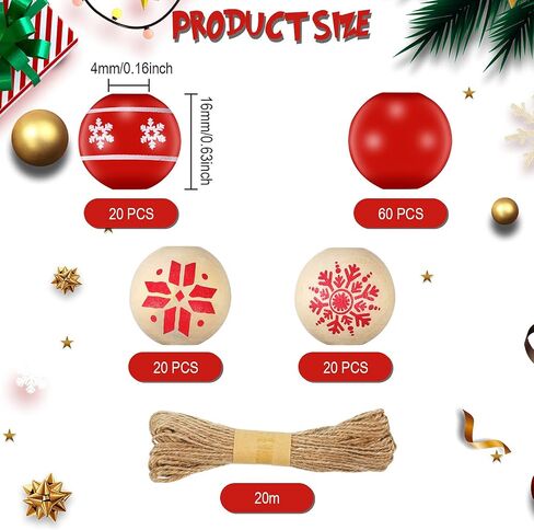 120 Pieces 0.6 Inch Wooden Bead Christmas Wood Beads Natural Wood Beads Craft Wood Round Beads with 65.6 Feet Twine for Xmas Valentine's Day Saint Patrick's Day Party Decor (Black, Silver) in Saudi Arabia