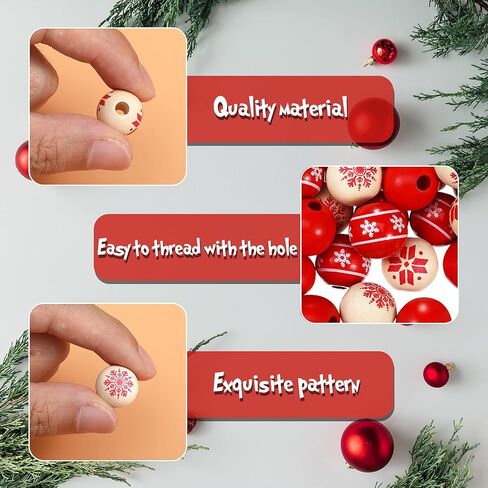 120 Pieces 0.6 Inch Wooden Bead Christmas Wood Beads Natural Wood Beads Craft Wood Round Beads with 65.6 Feet Twine for Xmas Valentine's Day Saint Patrick's Day Party Decor (Black, Silver) in Saudi Arabia