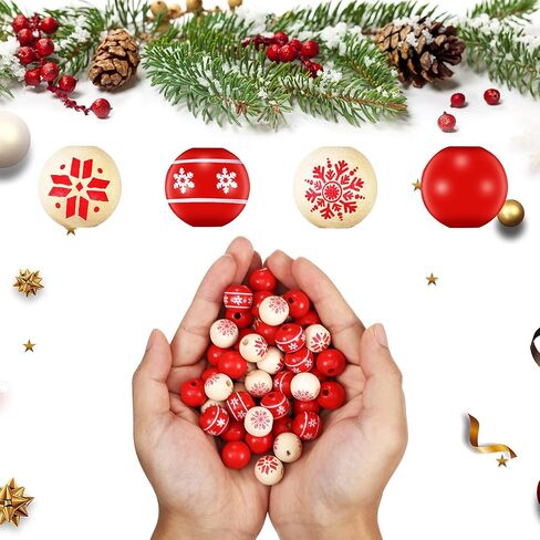 120 Pieces 0.6 Inch Wooden Bead Christmas Wood Beads Natural Wood Beads Craft Wood Round Beads with 65.6 Feet Twine for Xmas Valentine's Day Saint Patrick's Day Party Decor (Black, Silver) in Saudi Arabia