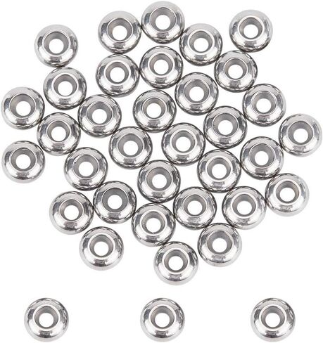 UNICRAFTALE 40 pcs Slider Beads Stopper Beads 9mm Stainless Steel Rubber Spacer Beads Adjustable Slider Clasps Rondelle Beads Bracelets Beads Loose Beads with Rubber Inside for DIY Jewelry Making in Saudi Arabia